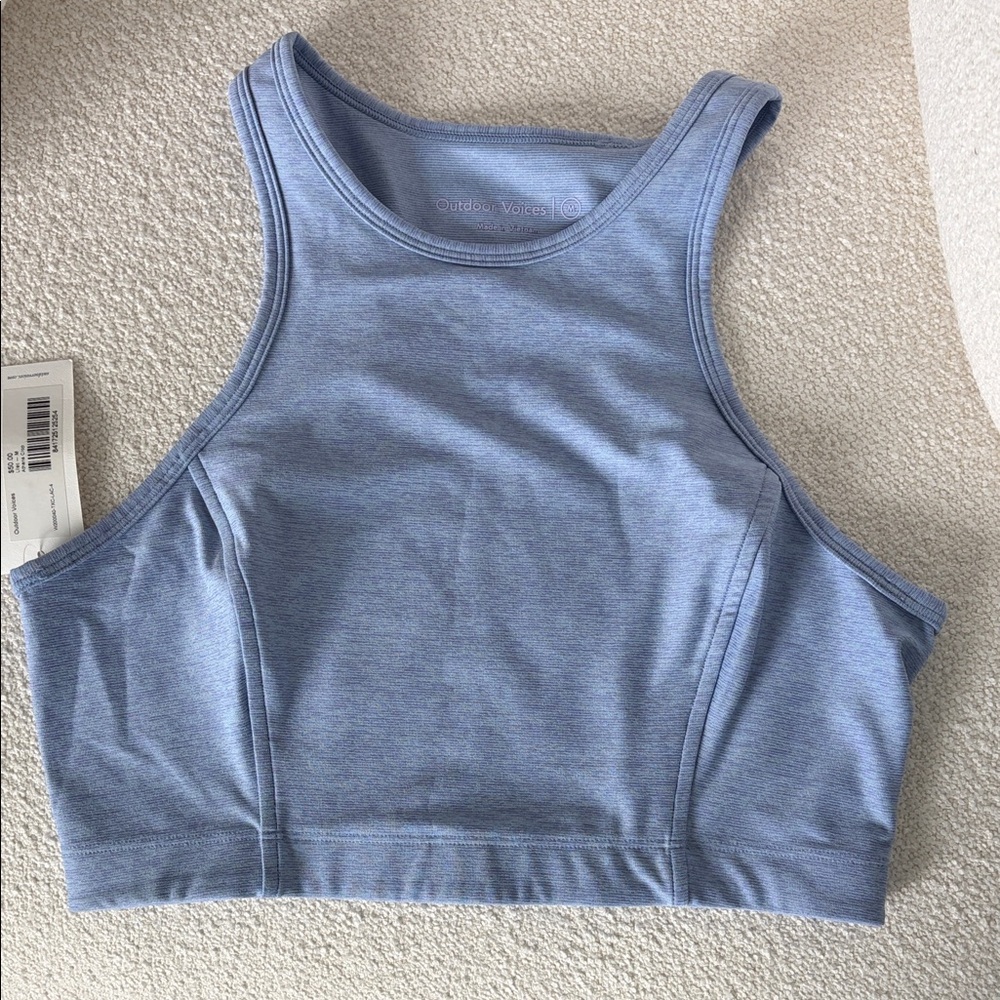 Outdoor Voices Periwinkle High Neck Crop Sports Bra Tank Top Hybrid - NWT